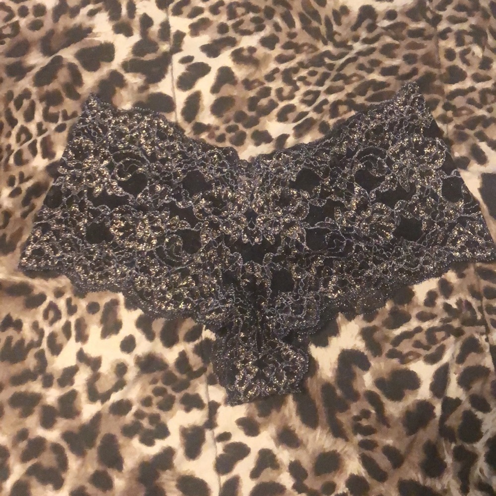 NWOT Victoria’s Secret Black & Gold Shimmer Panty